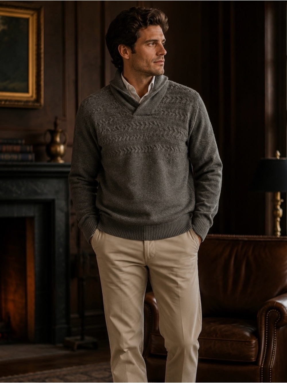 Daniel Hechter Paris 100% Cashmere Men’s Sweater Gray Size Large